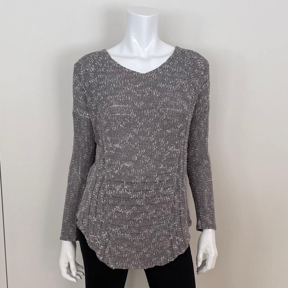 HELMET LANG Hi-Lo Sweater in GreyWhite